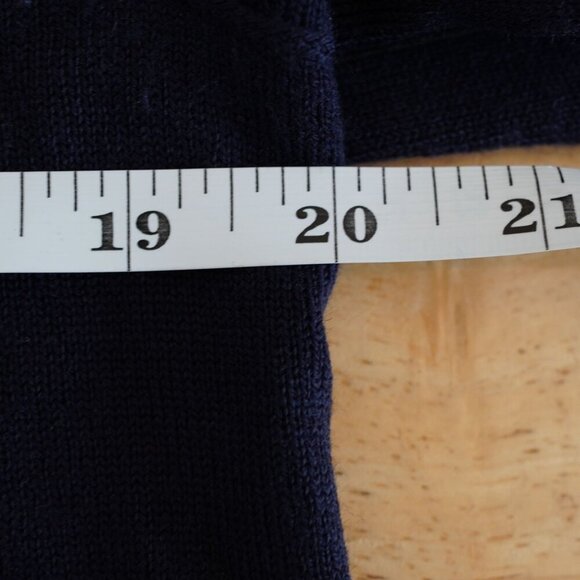 John Varvatos Luxe Merino Wool Sweater - Small - Navy Blue with Leather Elbow Pa - Picture 9 of 10